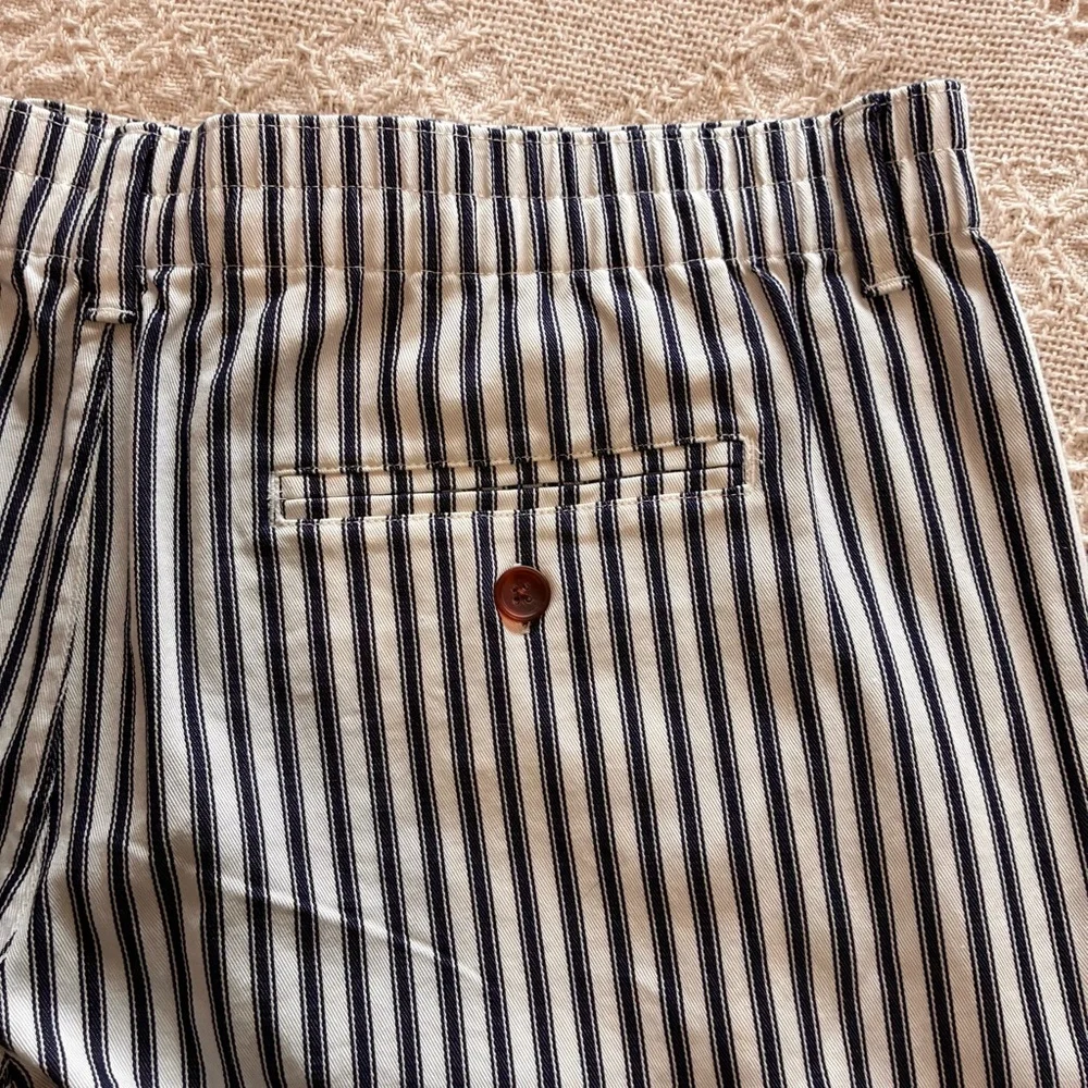 Lands’ End Shorts Blue & White Ticking Striped Bermuda Women’s Sz 14P